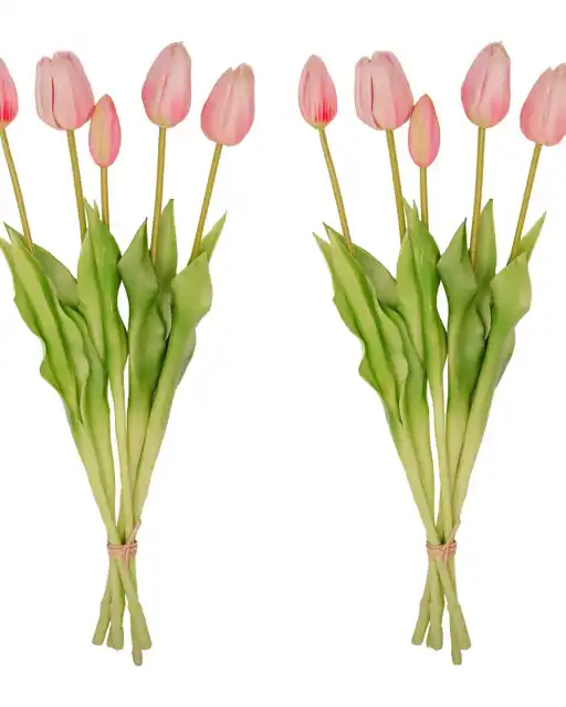 Pink Artificial Tulip Bouquet, 10 pcs, Real Touch, 42 cm